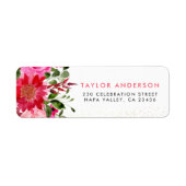 Étiquette Chic rose et rouge Aquarelle Florale Adresse de re (Devant)