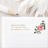 Étiquette Chic Rose Floral Mariage Adresse de retour (En situation)