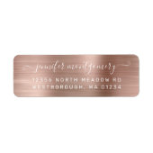 Étiquette Chic Rose Gold Brushed Metal Return Address (Devant)