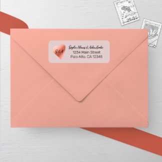 Étiquette Chic Rose Gold Heart Mariage Adresse de retour