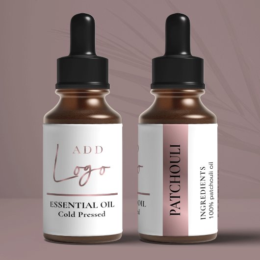 Étiquette Chic Rose Gold Logo Cosmétique Essential Oil Bottl