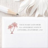 Étiquette Chic Rose Gold Pink Palm Tree Adresse de retour (En situation)