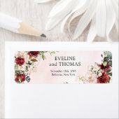 Étiquette Chic rouge merlot or mariage géométrique (En situation)