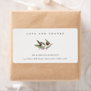 Étiquette Chic Rustic Minimal Olive Branch Adresse de montag