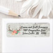 Étiquette Chic Rustique Antler Adresse En Bois De Fleur (En situation)