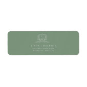 Étiquette Chic Sage Green botanical crest monogram wedding (Devant)