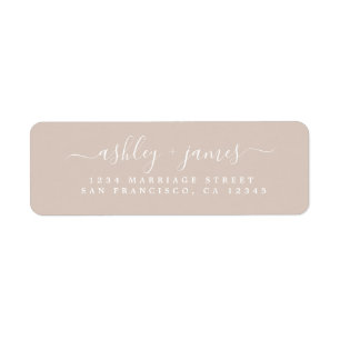 Étiquette Chic Script Almond Peach Mariage Adresse de retour