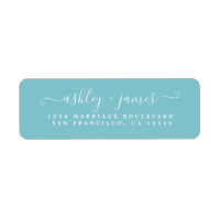 Chic Script Angel Blue Mariage Adresse de retour