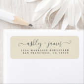 Étiquette Chic Script Antique Mariage Blanc Adresse de retou (En situation)