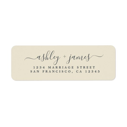 Étiquette Chic Script Antique Mariage Blanc Adresse de retou (Devant)