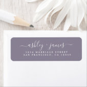 Étiquette Chic Script Ash Purple Mariage Adresse de retour (En situation)