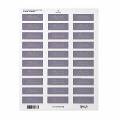 Étiquette Chic Script Ash Purple Mariage Adresse de retour (Feuille entière)