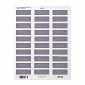 Étiquette Chic Script Ash Purple Mariage Adresse de retour (Feuille entière)