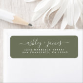 Étiquette Chic Script Dark Green Mariage Adresse de retour (En situation)