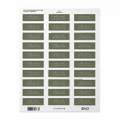 Étiquette Chic Script Dark Green Mariage Adresse de retour (Feuille entière)