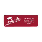 Étiquette Chic Script Diplômé et toque cramoisie (Devant)