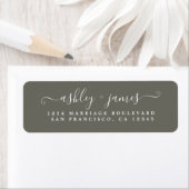 Étiquette Chic Script Dusty Mariage Olive Adresse de retour (En situation)
