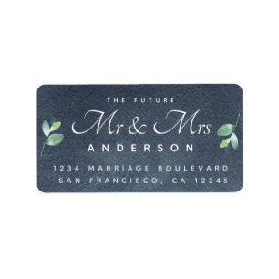 Étiquette Chic Script Foliage Future M. Mme Mariage Adresse
