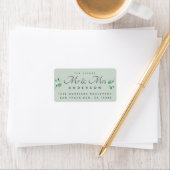 Étiquette Chic Script Foliage Future M. Mme Mariage Adresse (En situation)