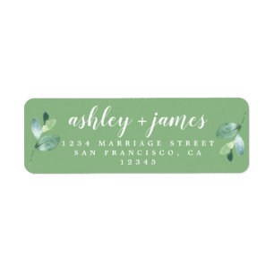 Étiquette Chic Script Foliage Green Adresse de retour