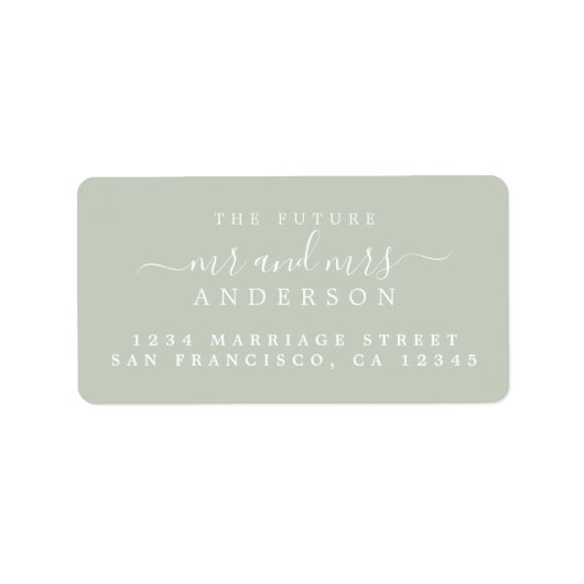 Étiquette Chic Script Future M. Mme Green Mariage Adresse (Devant)