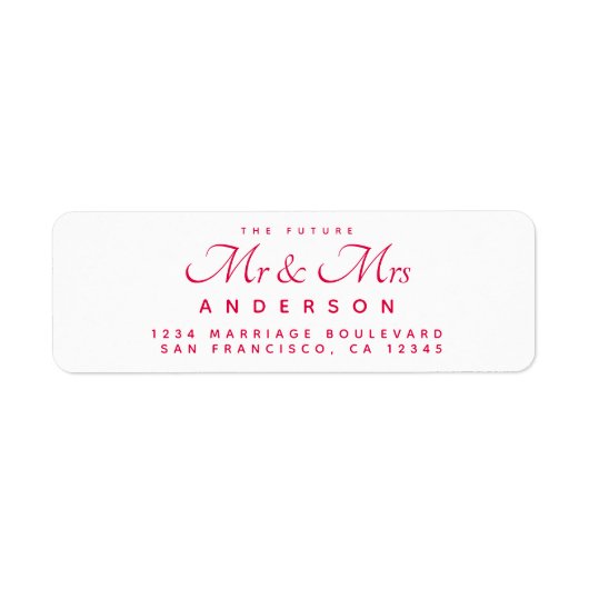 Étiquette Chic Script Future M. Mme La Mariage Adresse (Devant)