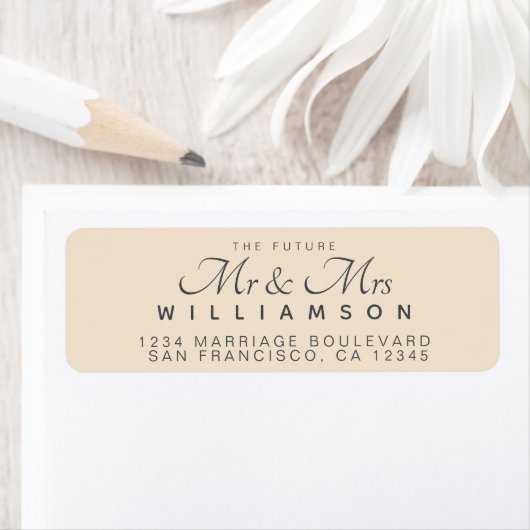 Étiquette Chic Script Future M. Mme La Mariage Adresse (En situation)