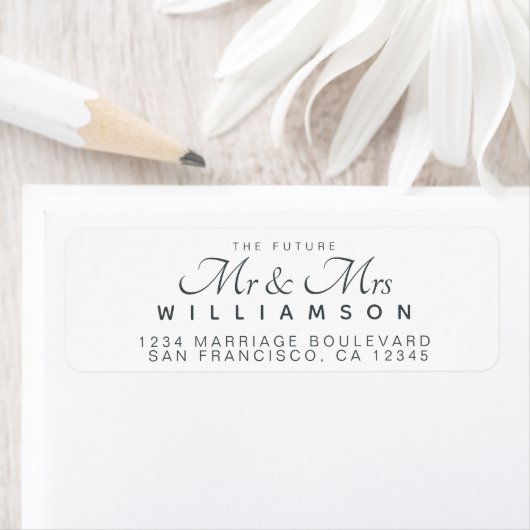 Étiquette Chic Script Future M. Mme La Mariage Adresse (En situation)