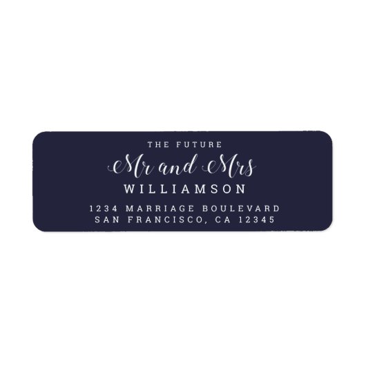 Étiquette Chic Script Future M. Mme Mariage Adresse de retou (Devant)