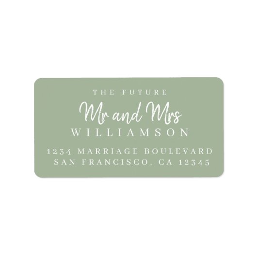 Étiquette Chic Script Future M. Mme Mariage Adresse de retou (Devant)