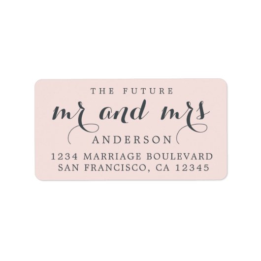 Étiquette Chic Script Future M. Mme Mariage Adresse de retou (Devant)