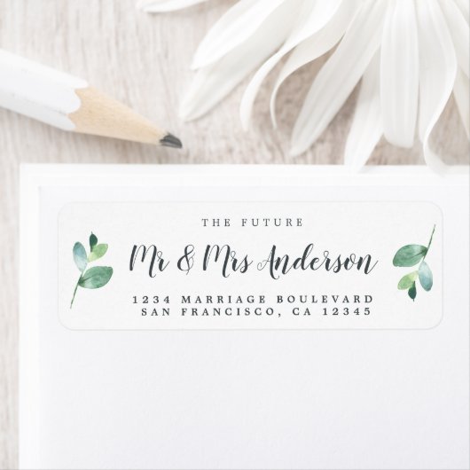 Étiquette Chic Script Future M. Mme Mariage Adresse de retou (En situation)