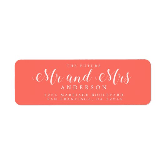 Étiquette Chic Script Future M. Mme Mariage Adresse de retou (Devant)
