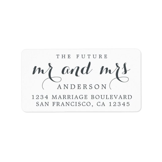 Étiquette Chic Script Future M. Mme Mariage Adresse de retou (Devant)