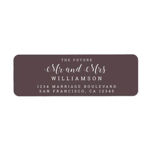 Étiquette Chic Script Future M. Mme Mariage Adresse de retou (Devant)