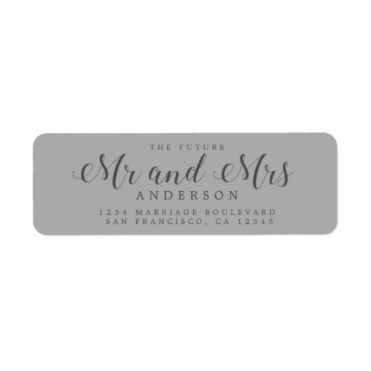 Étiquette Chic Script Future M. Mme Mariage Adresse de retou (Devant)