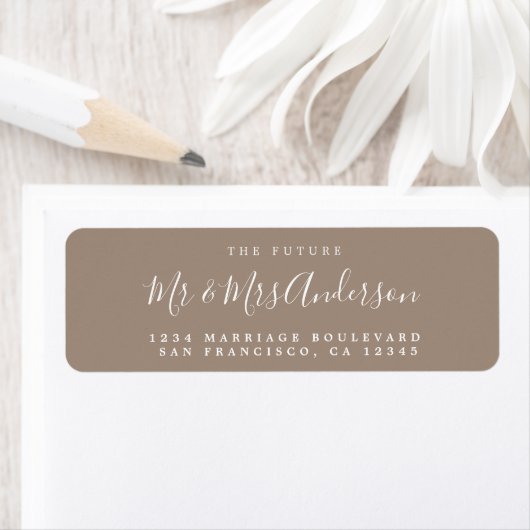 Étiquette Chic Script Future M. Mme Mariage Adresse de retou (En situation)