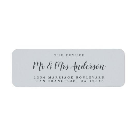 Étiquette Chic Script Future M. Mme Mariage Adresse de retou (Devant)