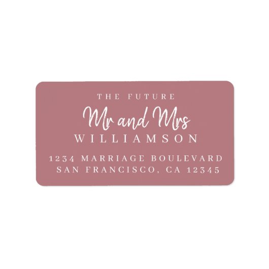 Étiquette Chic Script Future M. Mme Mariage Adresse de retou (Devant)