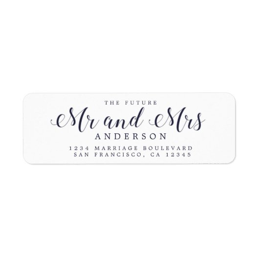 Étiquette Chic Script Future M. Mme Mariage Adresse de retou (Devant)