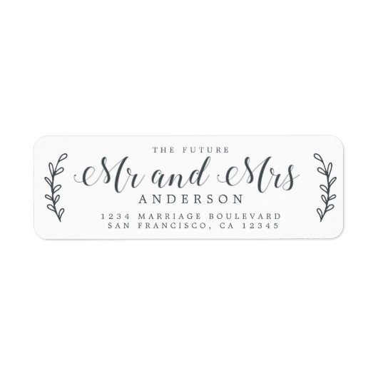 Étiquette Chic Script Future M. Mme Mariage Adresse de retou (Devant)