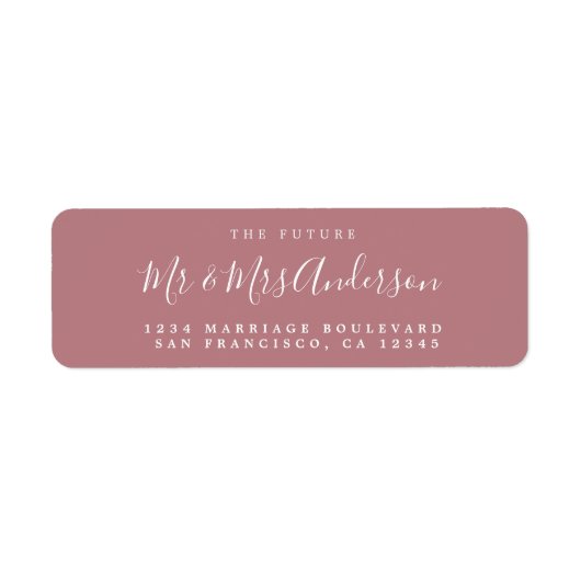 Étiquette Chic Script Future M. Mme Mariage Adresse de retou (Devant)