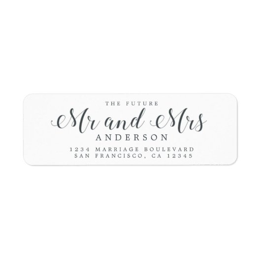 Étiquette Chic Script Future M. Mme Mariage Adresse de retou (Devant)