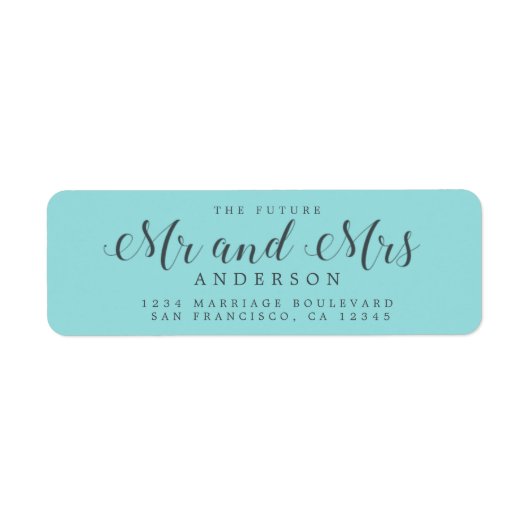 Étiquette Chic Script Future M. Mme Mariage Adresse de retou (Devant)