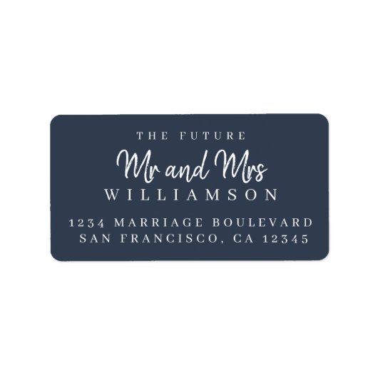 Étiquette Chic Script Future M. Mme Mariage Adresse de retou (Devant)