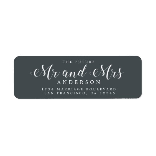 Étiquette Chic Script Future M. Mme Mariage Adresse de retou (Devant)