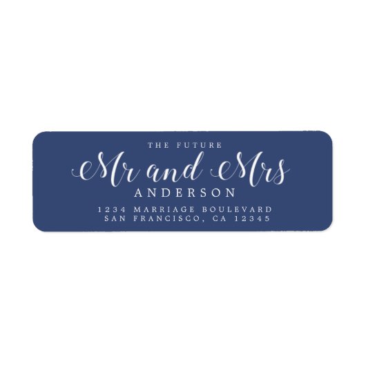 Étiquette Chic Script Future M. Mme Mariage Adresse de retou (Devant)