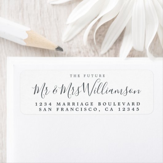 Étiquette Chic Script Future M. Mme Mariage Adresse de retou (En situation)