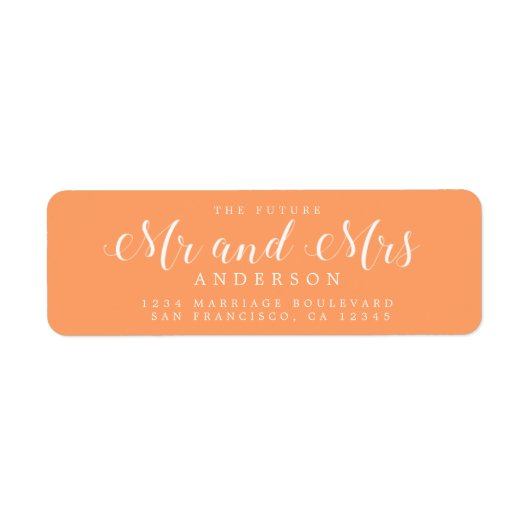 Étiquette Chic Script Future M. Mme Mariage Adresse de retou (Devant)