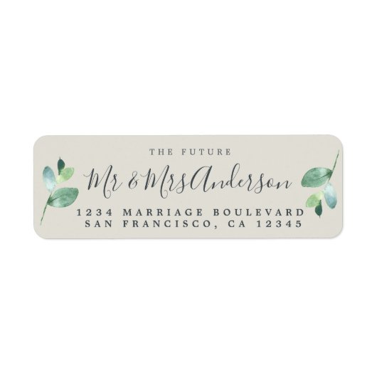 Étiquette Chic Script Future M. Mme Mariage Adresse de retou (Devant)